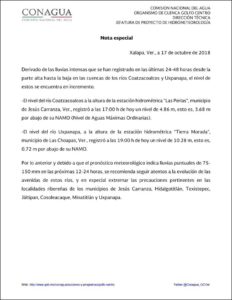 Boletín de Prensa de CONAGUA, Click para agrandar.